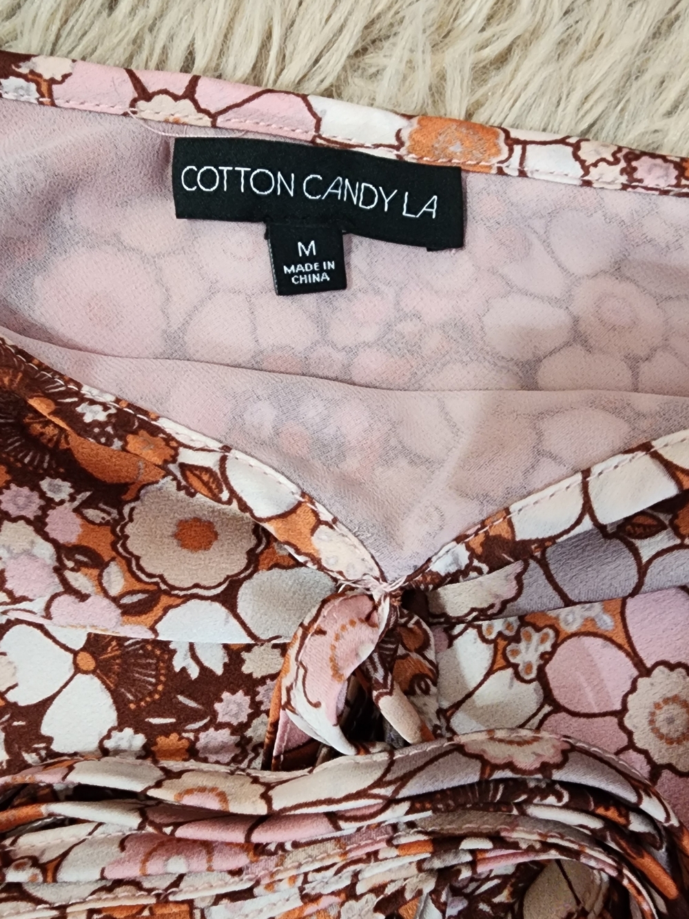 Cotton Candy LA- Pink & Brown Floral A-Line Skirt - Picture 8 of 15